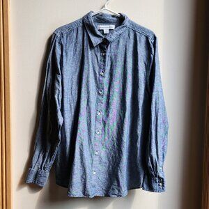 Amazon Essentials Blue Cotton Blend Button Down Shirt Size XL